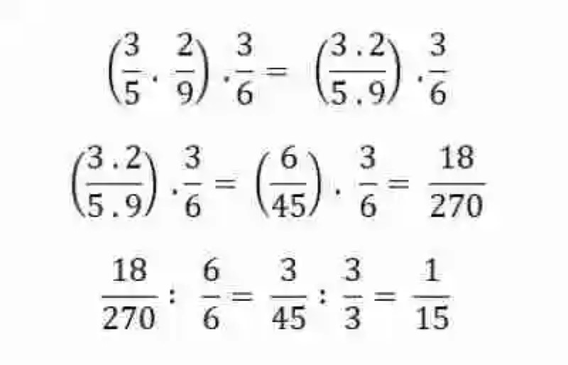 Propiedad asociativa en la multiplicación de fracciones