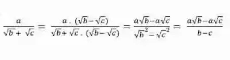 Racionalización de denominadores en donde hay sumas o restas