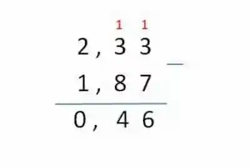Ejemplos de resta de números decimales